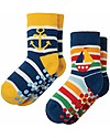 Frugi Calzini Antiscivolo Baby (0-4 anni), Boat Multipack - Pacco da 2 - Perfetti per i primi passi! Calzini Antiscivolo