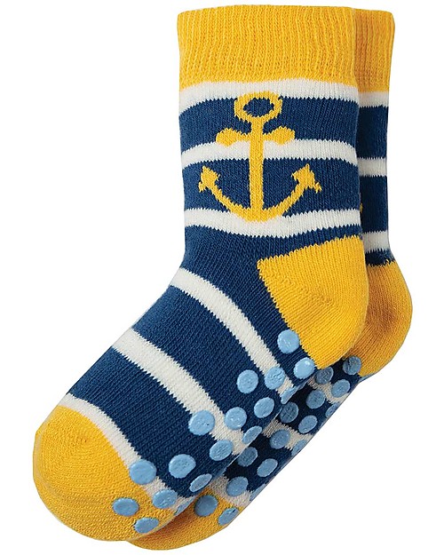 Frugi Calzini Antiscivolo Baby (0-4 anni), Boat Multipack - Pacco da 2 - Perfetti per i primi passi! Calzini Antiscivolo