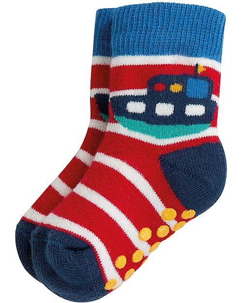 Frugi Calzini Antiscivolo Baby (0-4 anni), Transport Multipack - Pacco da 2 - Perfetti per i primi passi! Calzini Antiscivolo