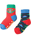 Frugi Calzini Antiscivolo Baby, Dinosauri - Pacco da 2 - Perfetti per i primi passi! Calzini Antiscivolo