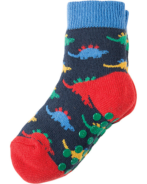 Frugi Calzini Antiscivolo Baby, Dinosauri - Pacco da 2 - Perfetti per i primi passi! Calzini Antiscivolo