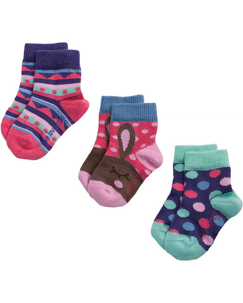 Frugi Calzini Baby Coniglietto - Pacco da 3 - Cotone Bio Calzini