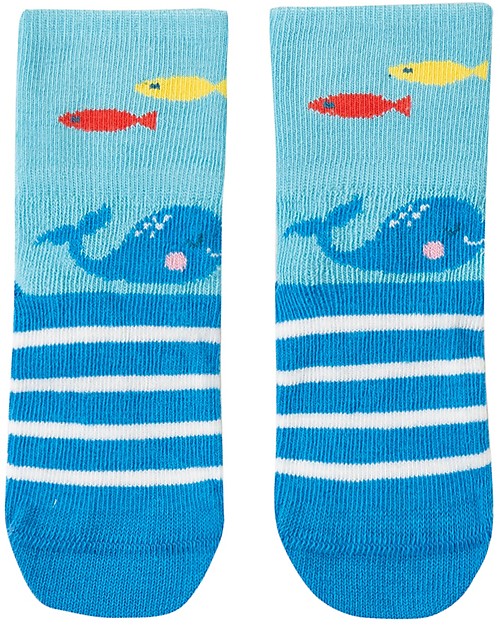 Frugi Calzini Perfect Little Pair Socks - Balena/Azzurro Cielo - Cotone Bio Elasticizzato Calzini