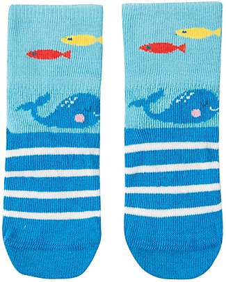 Frugi Calzini Perfect Little Pair Socks - Balena/Azzurro Cielo - Cotone Bio Elasticizzato Calzini