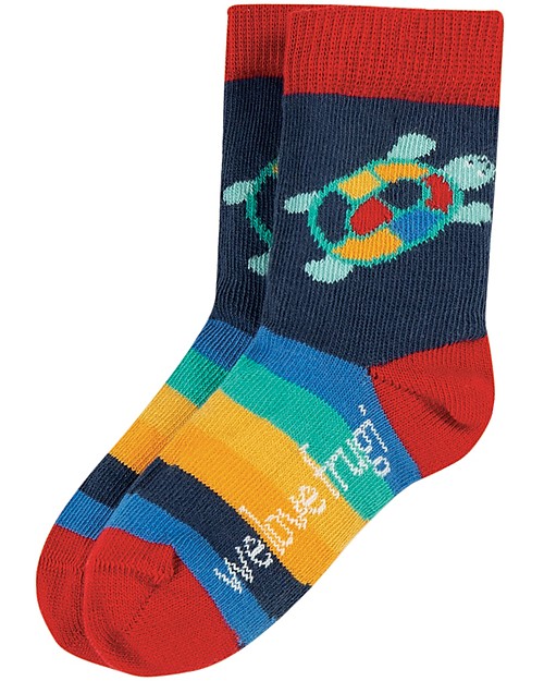 Frugi Calzini Perfect Little Socks, Tartaruga/Arcobaleno - Cotone Bio Elasticizzato Calzini