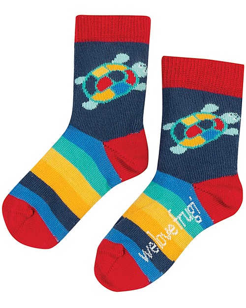 Frugi Calzini Perfect Little Socks, Tartaruga/Arcobaleno - Cotone Bio Elasticizzato Calzini