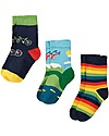 Frugi Calzini Rock my Socks Pacco da 3 - Bici - Cotone Bio Elasticizzato Calzini