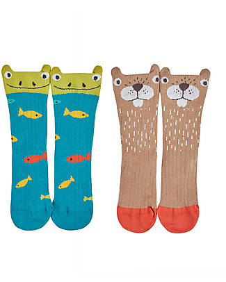 Frugi Calzini The National Trust Character - Pacco da 2 - Rana - Cotone Bio Calzini