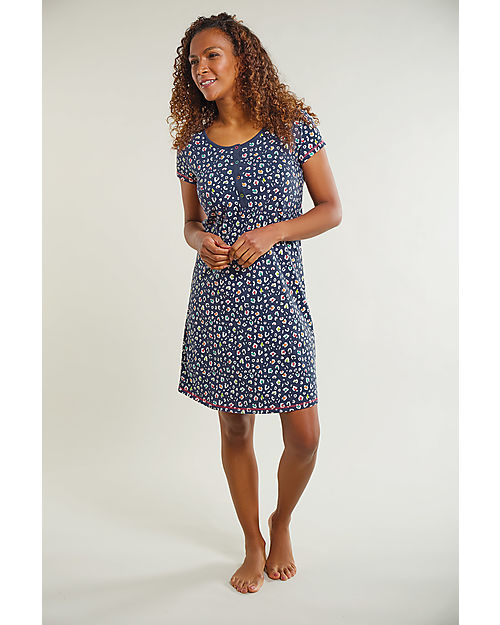 Frugi Camicia da Notte Premaman e Allattamento Aala - Leopardo - Cotone bio Camicie da Notte