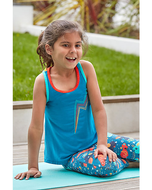 Frugi Canotta Galaxy Incrociata Posteriormente - Blu/Arcobaleno - Modal Canotte