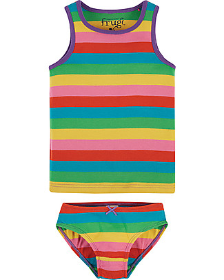 Frugi Canottiera + Slip Bimba - Arcobaleno - 100% Cotone bio Canottiere