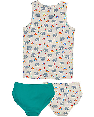 Frugi Canottiera + Slip Bimba - Elefanti - 100% Cotone bio Set Regalo