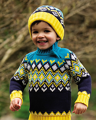 Frugi Cappellino a Maglia con Ponpon Blizzard Ricamato - Cotone Bio Cappelli Invernali