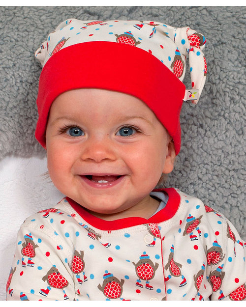 Frugi Cappellino con nodini Pettirosso Pattinatore - 100% cotone bio (edizione limitata!) Cappelli Invernali