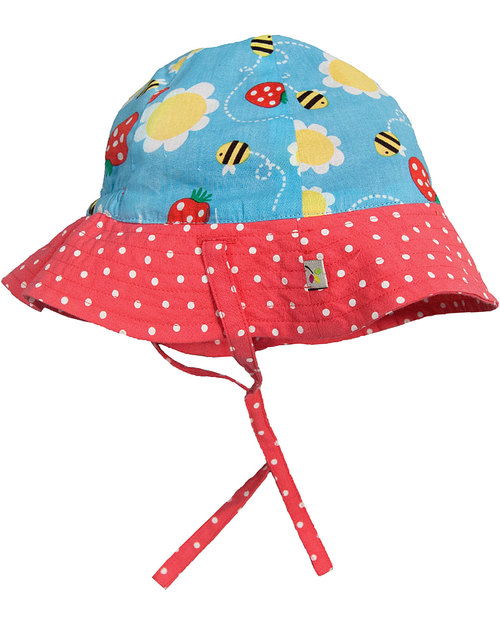Frugi Cappellino Parasole Primavera con Ape Buzzy Bee - 100% Cotone Bio (double face) Cappelli Estivi