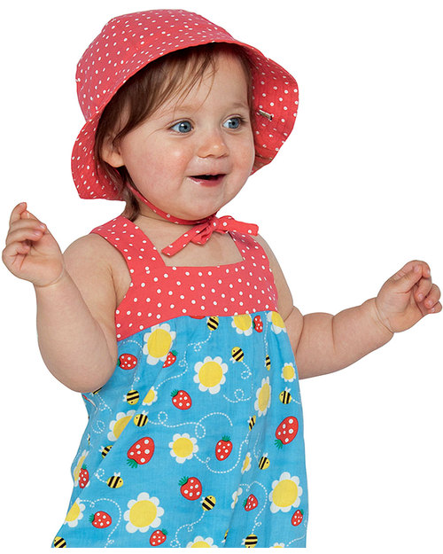 Frugi Cappellino Parasole Primavera con Ape Buzzy Bee - 100% Cotone Bio (double face) Cappelli Estivi