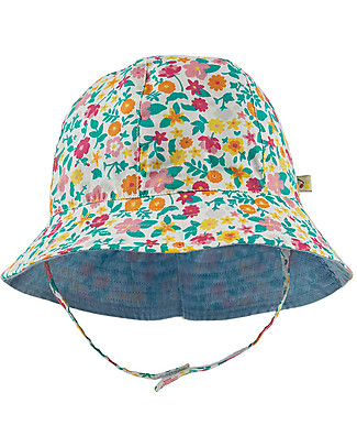 Frugi Cappello Chambray Reversibile - Fiori/Denim - 100% Cotone bio Cappelli Estivi