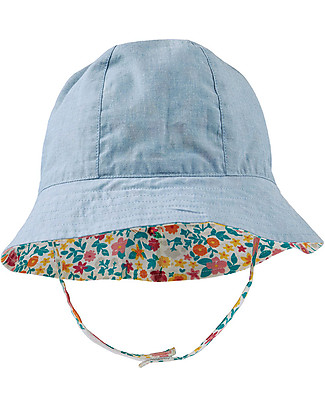 Frugi Cappello Chambray Reversibile - Fiori/Denim - 100% Cotone bio Cappelli Estivi