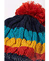 Frugi Cappello con pompon lavorato a trecce - Strisce Multicolore - Cotone Organico Certificato GOTS Cappelli Invernali