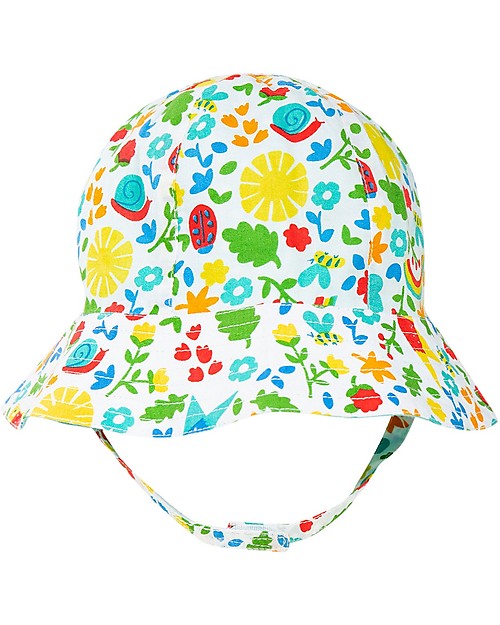 Frugi Cappello Ditsy Reversibile - Allotment Days - 100% cotone bio Cappelli Estivi