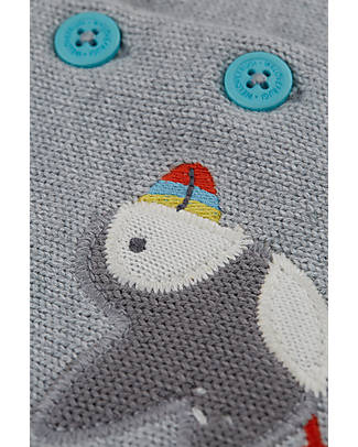 Frugi Cardigan Baby Lavorato a Maglia Bonny - Grigio/Pulcinella di Mare - 100% Cotone bio Cardigan