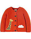 Frugi Cardigan Colby con Bottoni - Rosso Fuoco/Giraffa - 100% Cotone Organico GOTS Cardigan