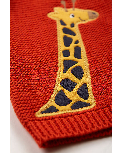Frugi Cardigan Colby con Bottoni - Rosso Fuoco/Giraffa - 100% Cotone Organico GOTS Cardigan