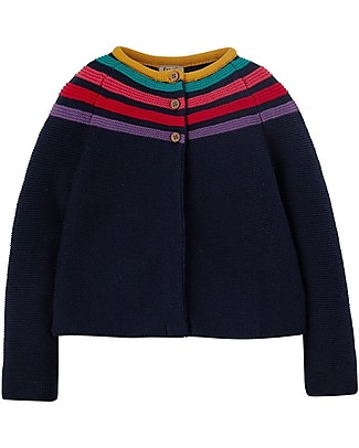 Frugi Cardigan Gabbie con Bottoni Blu Indaco - Arcobaleno - 100% Cotone Organico GOTS Cardigan