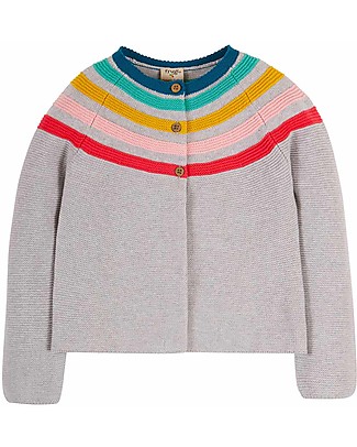 Frugi Cardigan Gabbie - Grigio/Arcobaleno - Cotone bio Cardigan