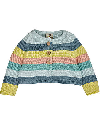 Frugi Cardigan Lavorato a Maglia Bright as a Button - Arcobaleno Pastello Cardigan