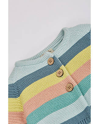 Frugi Cardigan Lavorato a Maglia Bright as a Button - Arcobaleno Pastello Cardigan