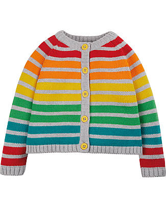 Frugi Cardigan Lavorato a Maglia Nico - Multi Rainbow - 100% Cotone Organico GOTS Cardigan