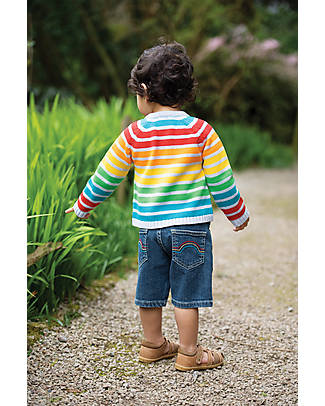 Frugi Cardigan Lavorato a Maglia Nico - Multi Rainbow - 100% Cotone Organico GOTS Cardigan