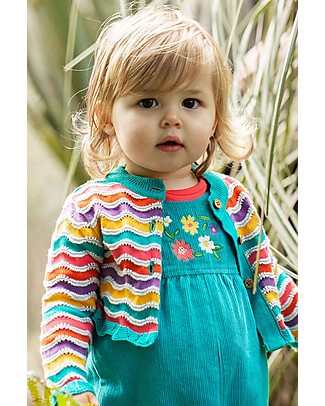 Frugi Cardigan Lavorato a Maglia Pointelle -Arcobaleno - 100% Cotone Organico Cardigan