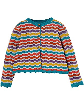 Frugi Cardigan Lavorato a Maglia Pointelle -Arcobaleno - 100% Cotone Organico Cardigan