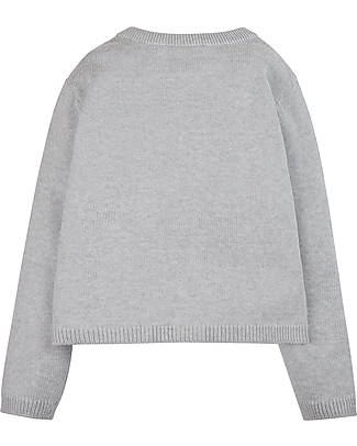 Frugi Cardigan Ricamato Millie - Grigio/Fiori - 100% Cotone Biologico GOTS Cardigan