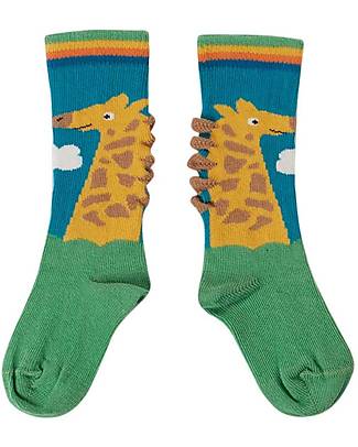 Frugi Character Socks - Green / Giraffe Calzini