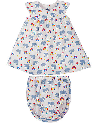 Frugi Completo Abito + Copripannolino Dolly - Elefanti - Cotone bio Vestiti