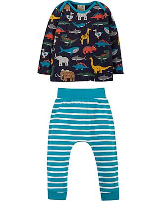 Frugi Completo Maglia e Pantalone Switch Harry - Indaco - Museum Life Camper Breton - Day at the Museum 100% Cotone Organico Completi e Set