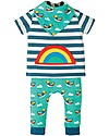 Frugi Completo Maglia+Pantaloni+Bavaglino Frankie - Arcobaleno/Righe Steely Blu - Cotone bio Leggings