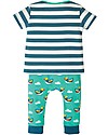 Frugi Completo Maglia+Pantaloni+Bavaglino Frankie - Arcobaleno/Righe Steely Blu - Cotone bio Leggings