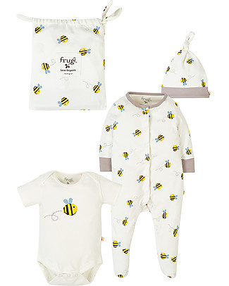 Frugi Completo Regalo Nascita - Apetta - Body+Tutina+Cappello Body Manica Corta