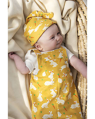 Frugi Completo Regalo Nascita Dungaree - Coniglietti - Body + Salopette + Cappello + Bustina - 100% Cotone Bio GOTS Completi