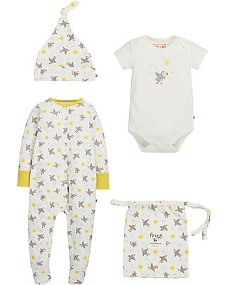 Frugi Completo Regalo Nascita - Pulcinella di Mare - Body + Tutina + Cappello Completi e Set