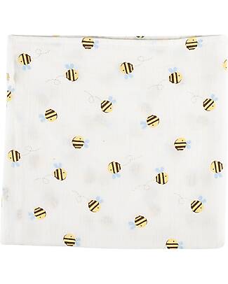 Frugi Copertina Swaddle Double Face Marvellous - Buzzy Bee - 100% Mussola di Cotone Swaddle di Mussola