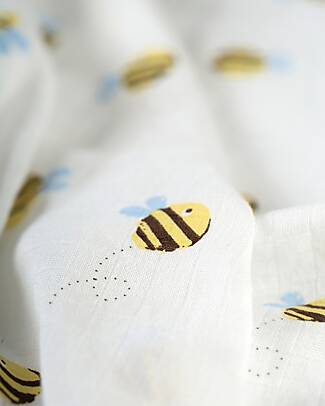 Frugi Copertina Swaddle Double Face Marvellous - Buzzy Bee - 100% Mussola di Cotone Swaddle di Mussola