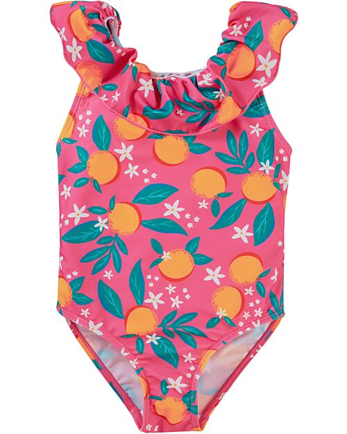 Frugi Costume da Bagno - Fiori  d'Arancio - Materiale Riciclato e Fodera Morbida Costumi Interi