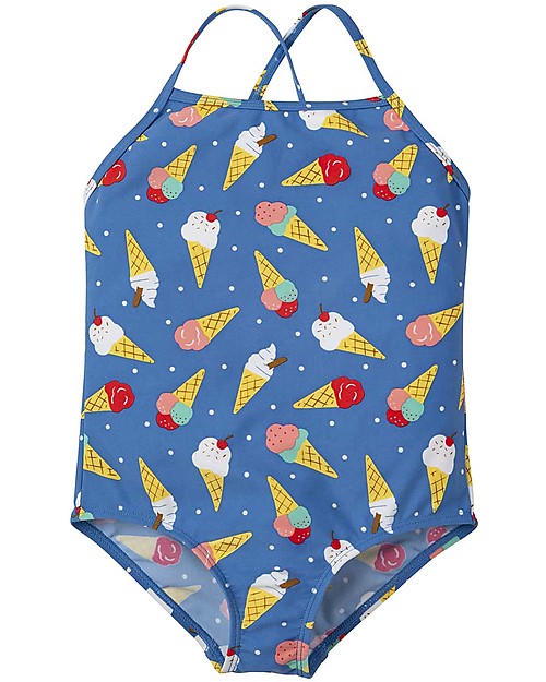 Frugi Costume da Bagno Intero Bimba Coral, Ice Cream Dream - UV 50+ Costumi Interi