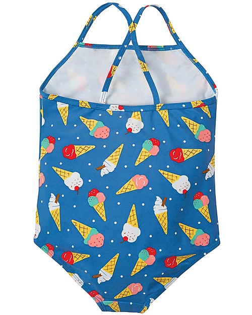 Frugi Costume da Bagno Intero Bimba Coral, Ice Cream Dream - UV 50+ Costumi Interi