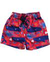Frugi Costume da Bagno Pantaloncini Rossi Animali del Mare - 100% Cotone Bio Boxer Mare